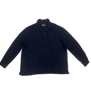 Vtg Polo Ralph Lauren Sweater Quarter Zip Pullover Knit Navy Blue Men’s XXL